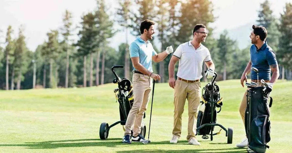 rich men playing golf