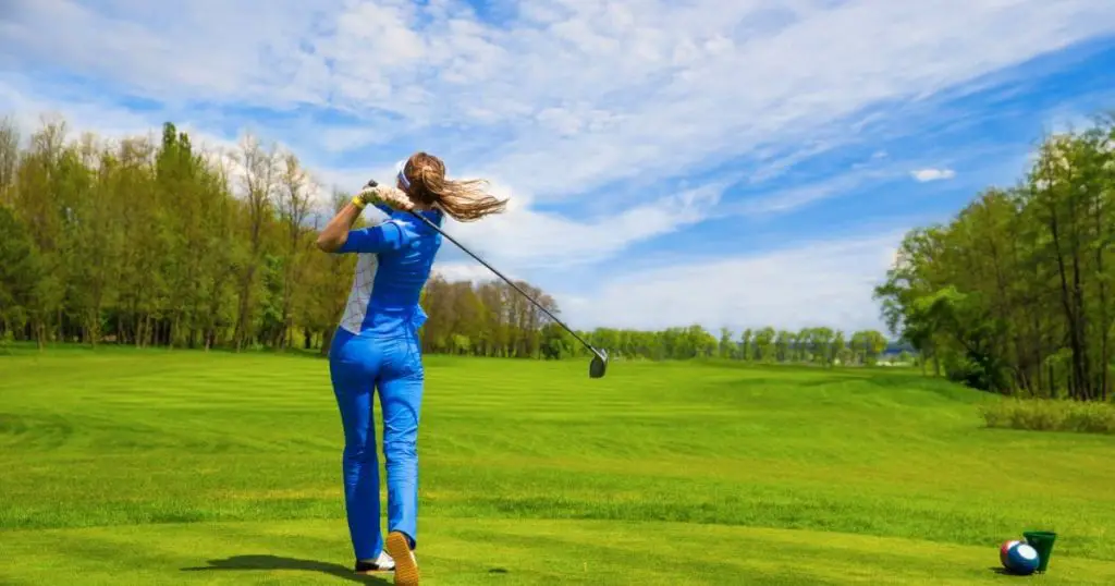 Woman playing golf